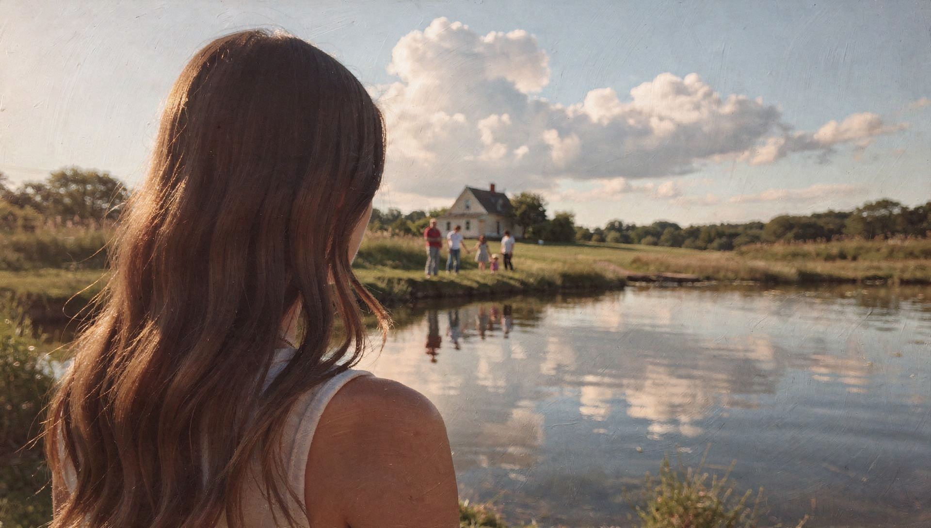 A reflective countryside scene