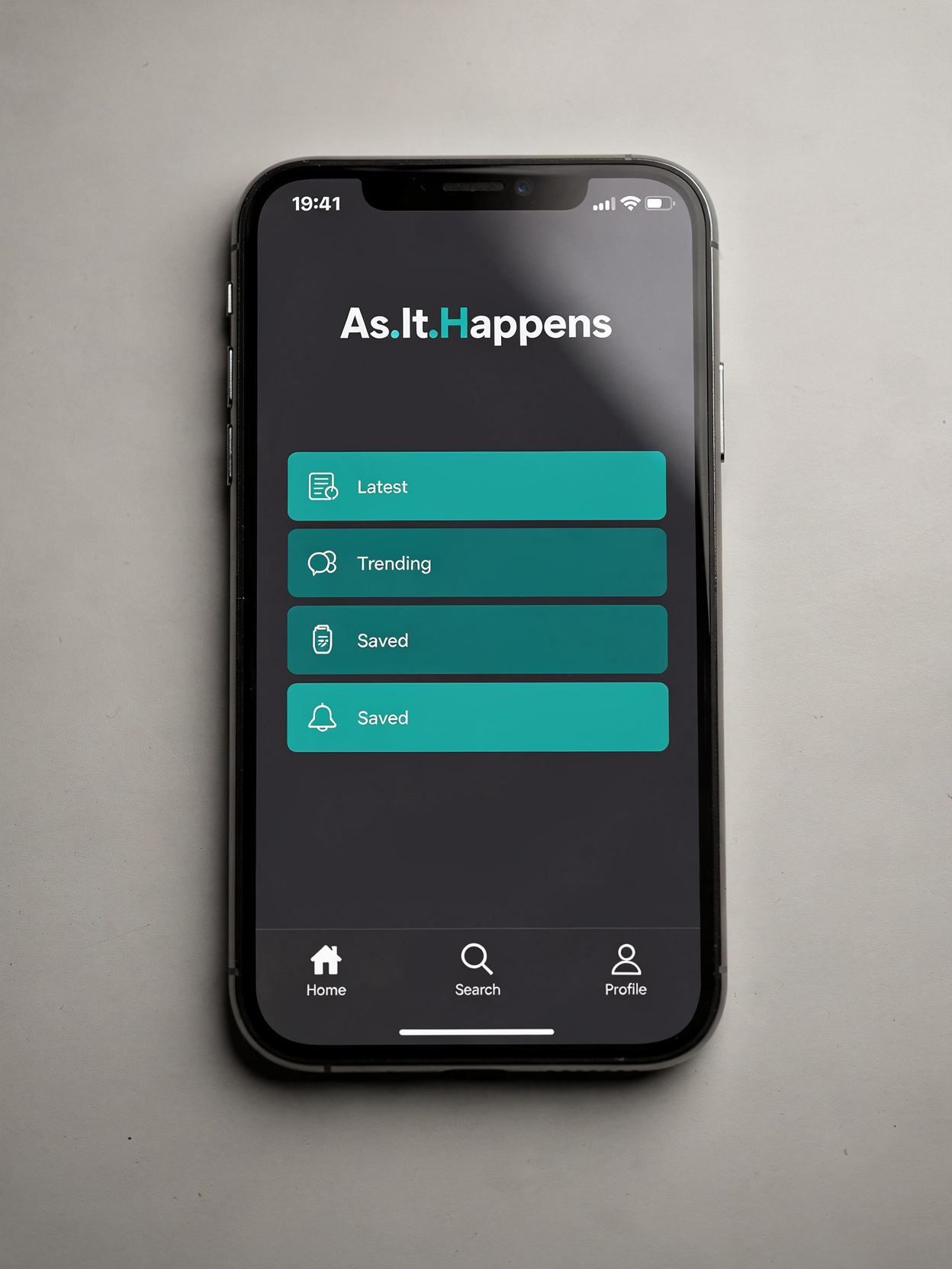 As.It.Happens mockup on a phone